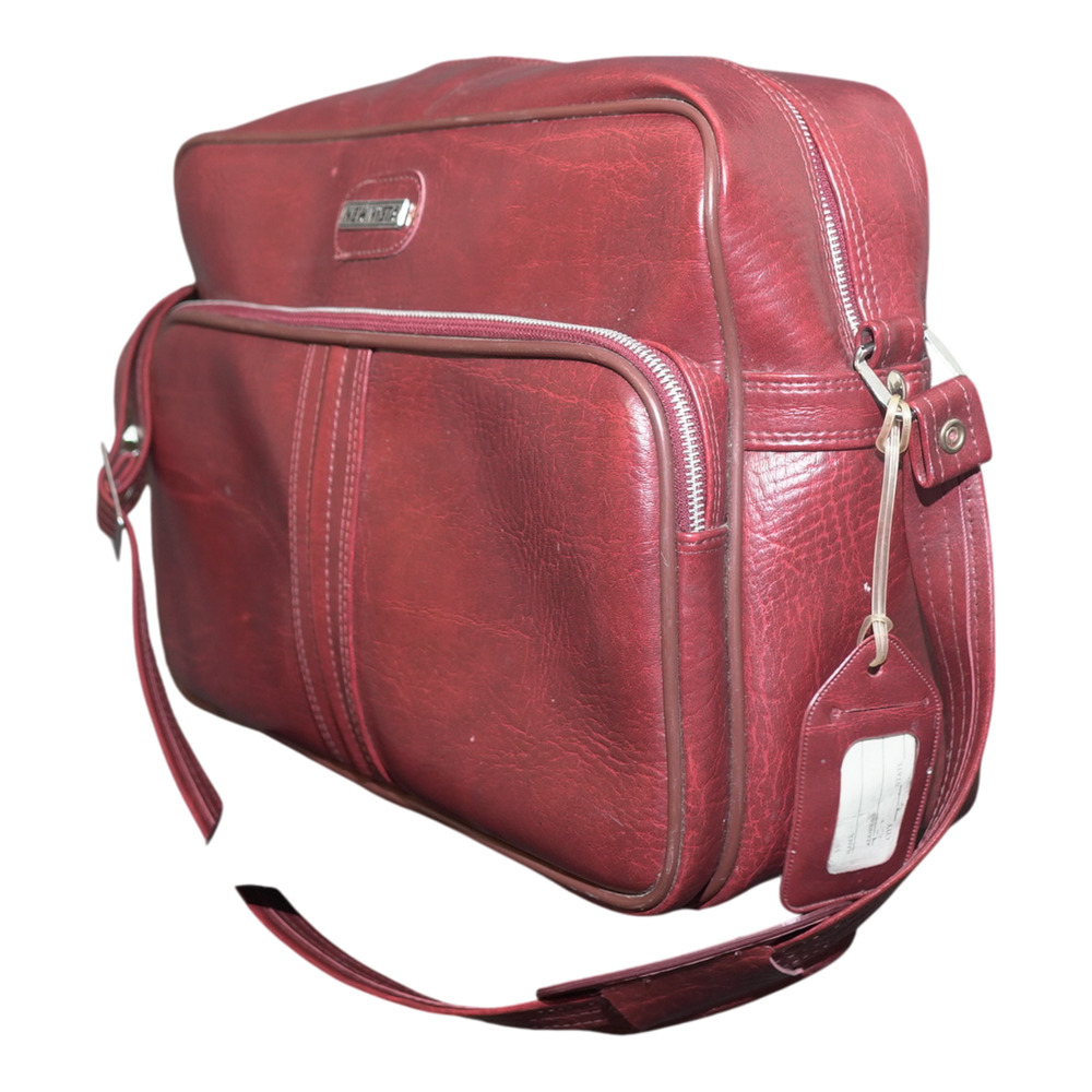 Vintage New Vista Travel Bag Luggage Carry On Shoulder Bag Buregundy 15" GUC - Picture 9 of 16